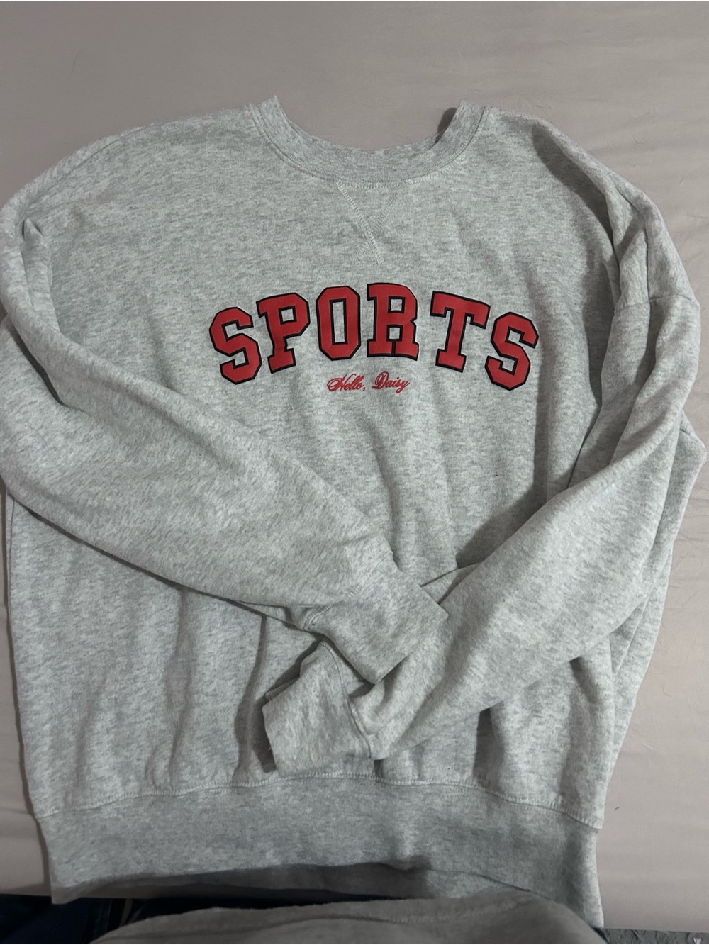 PacSun Gray Crewneck Sweatshirt with Red 'SPORTS' Print